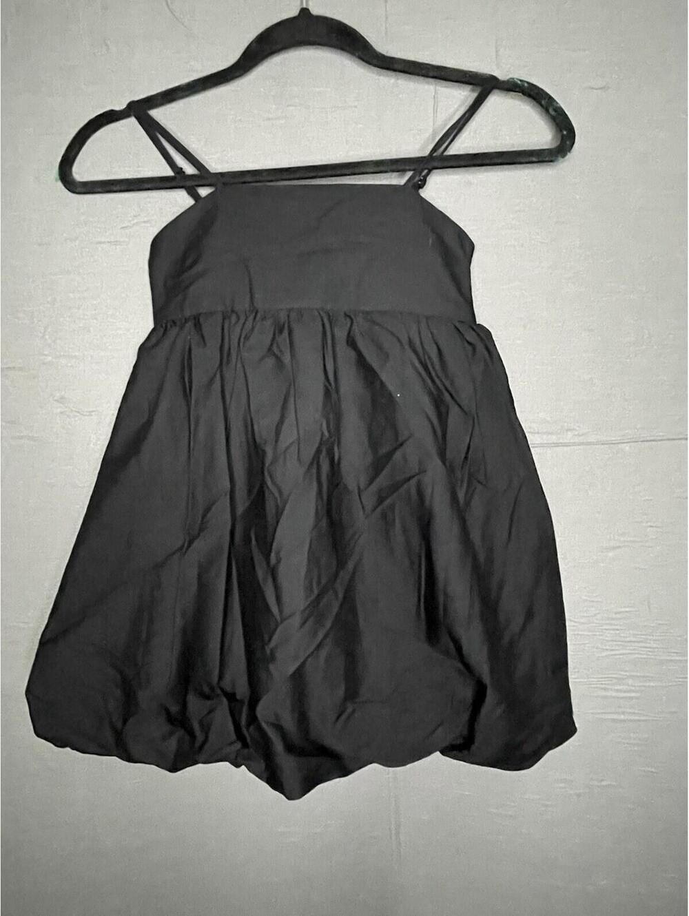 NWT Art Class Girls Small (6/7) Black Spaghetti Strap Bubble Hem Mini Dress